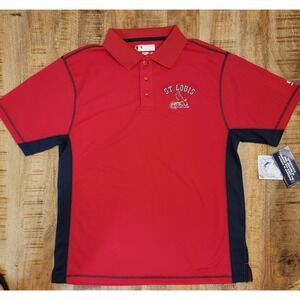 MLB True Fan St. Louis Cardinals Polo Shirt Mens Large Red Short Sleeve Pullover